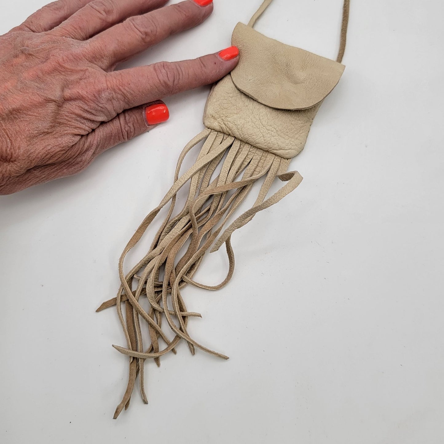 Vintage Native American Leather Medicine Bag Pouch With Fringe