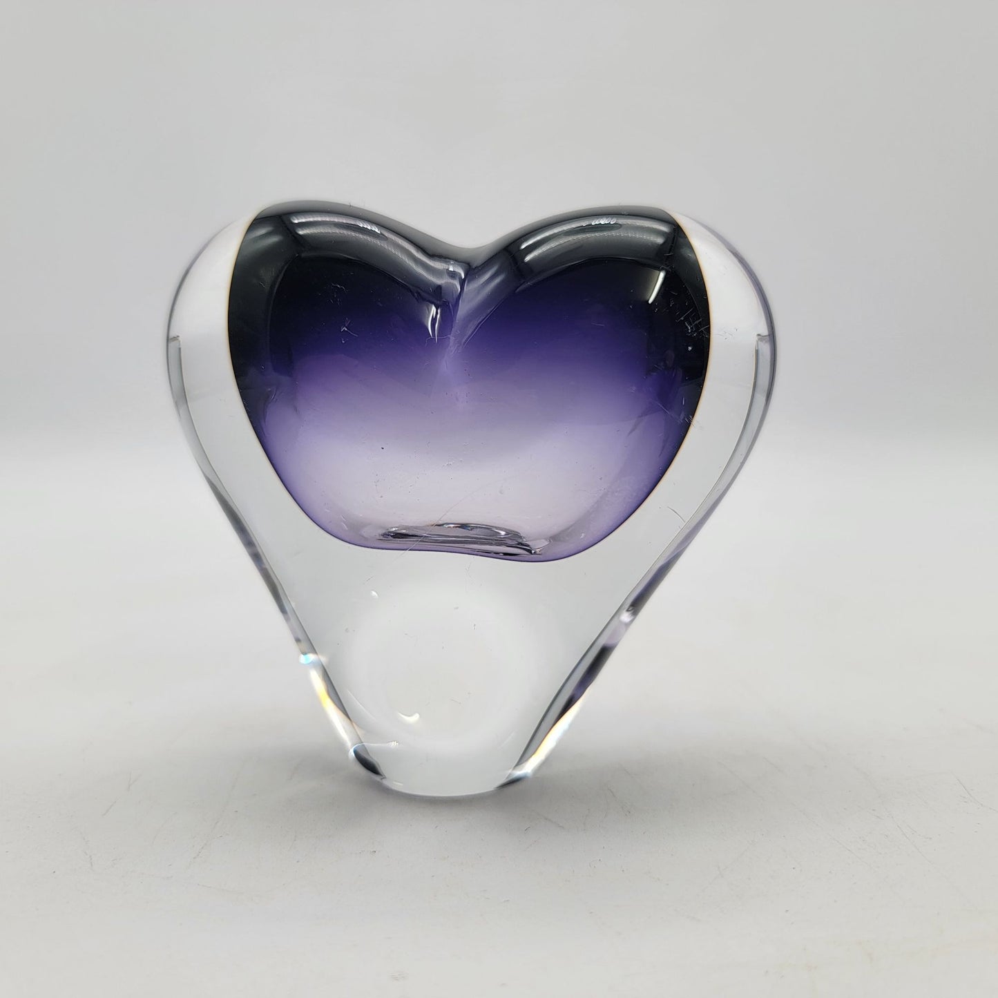 Svend Jensen Scandinavian Purple Lead Crystal Heart Bud Vase Paperweight