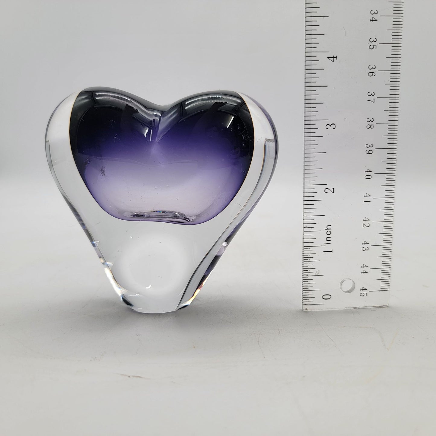 Svend Jensen Scandinavian Purple Lead Crystal Heart Bud Vase Paperweight