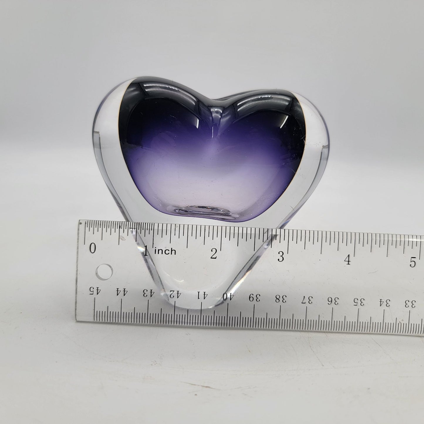 Svend Jensen Scandinavian Purple Lead Crystal Heart Bud Vase Paperweight