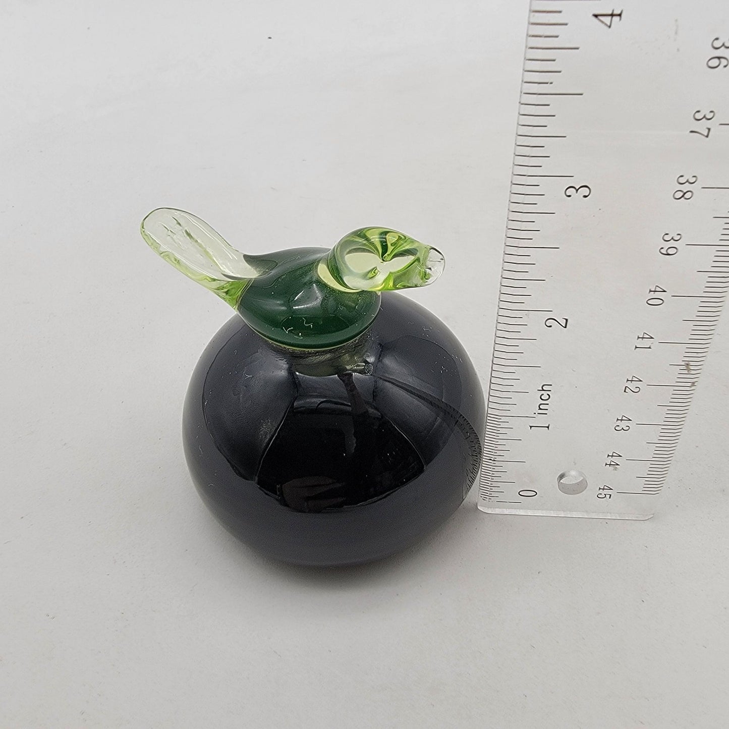 Vintage Art Glass Bird On Sphere Paperweight