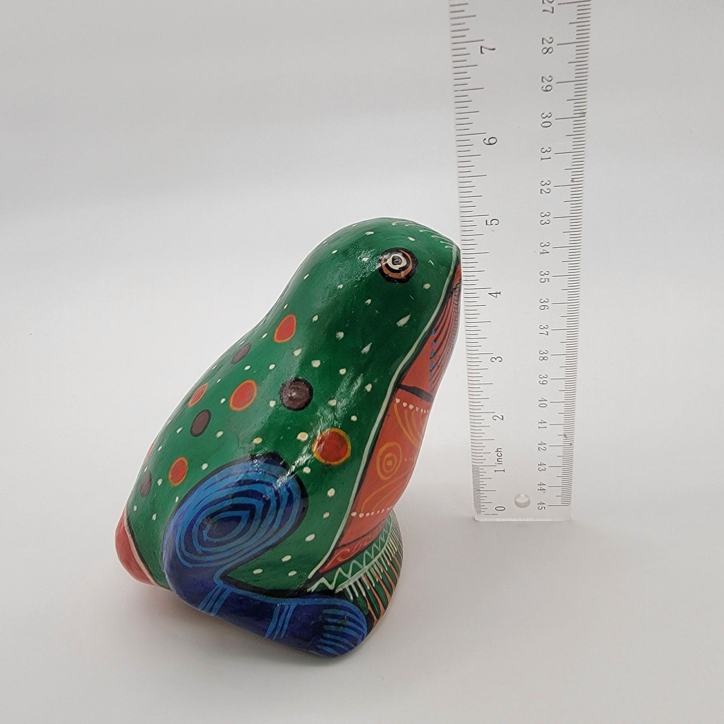 Vintage Hand-Painted Talavera Folk Art Frog Earthenware Sculpture