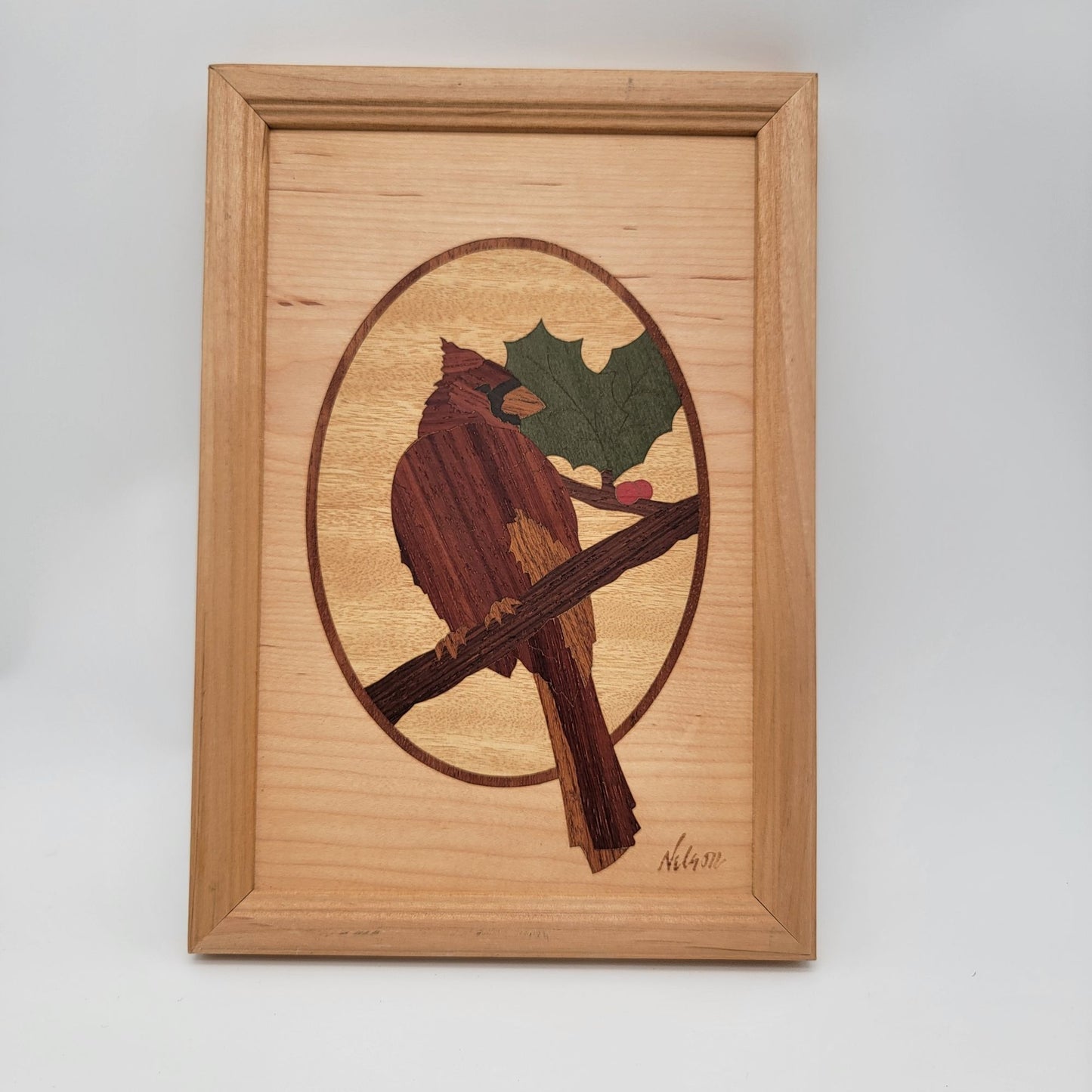 Hudson River Inlay Marquetry Cardinal Picture By Jeff Nelson