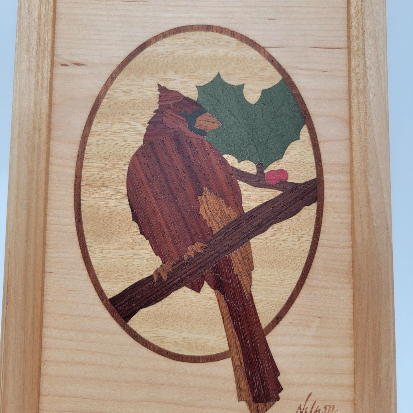 Hudson River Inlay Marquetry Cardinal Picture By Jeff Nelson