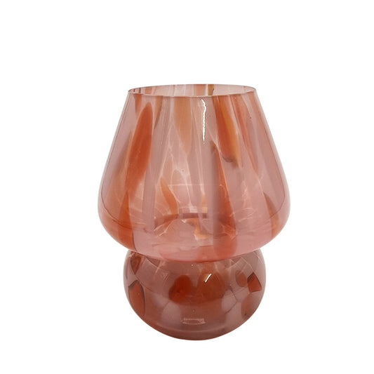 Peach Art Glass Vase Bulbous & Pinched Shape Floral Decor
