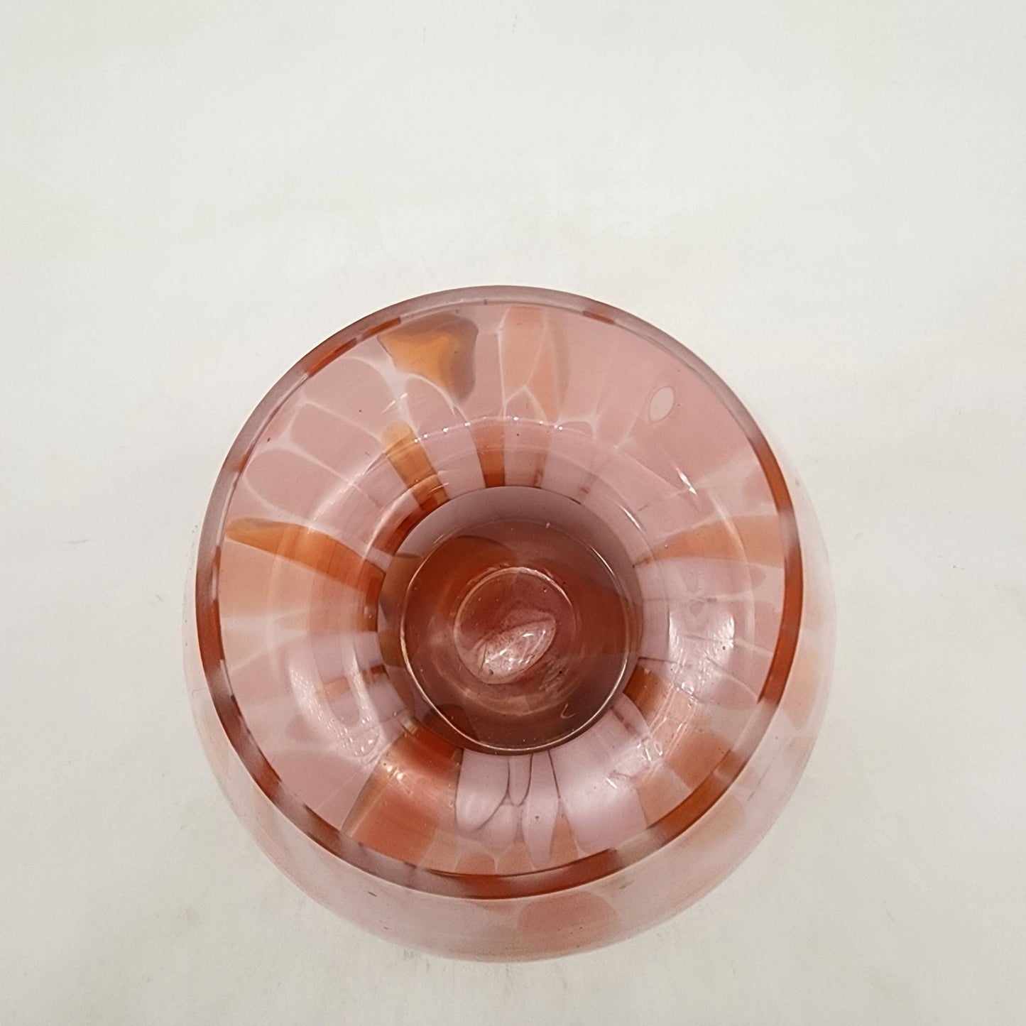Peach Art Glass Vase Bulbous & Pinched Shape Floral Decor