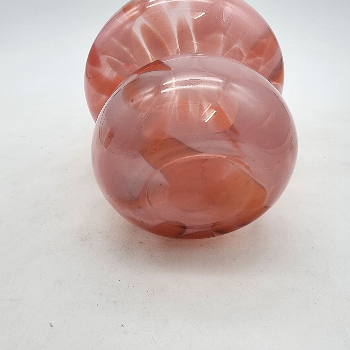 Peach Art Glass Vase Bulbous & Pinched Shape Floral Decor