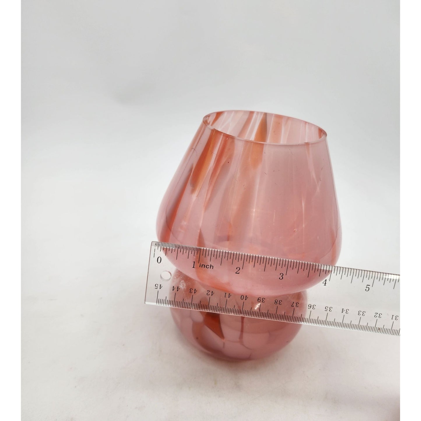 Peach Art Glass Vase Bulbous & Pinched Shape Floral Decor