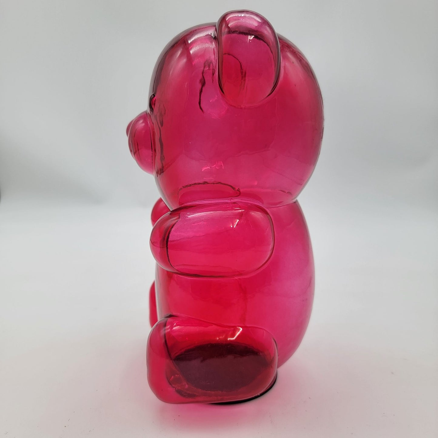 Pink Teddy Bear Shaped Glass Container