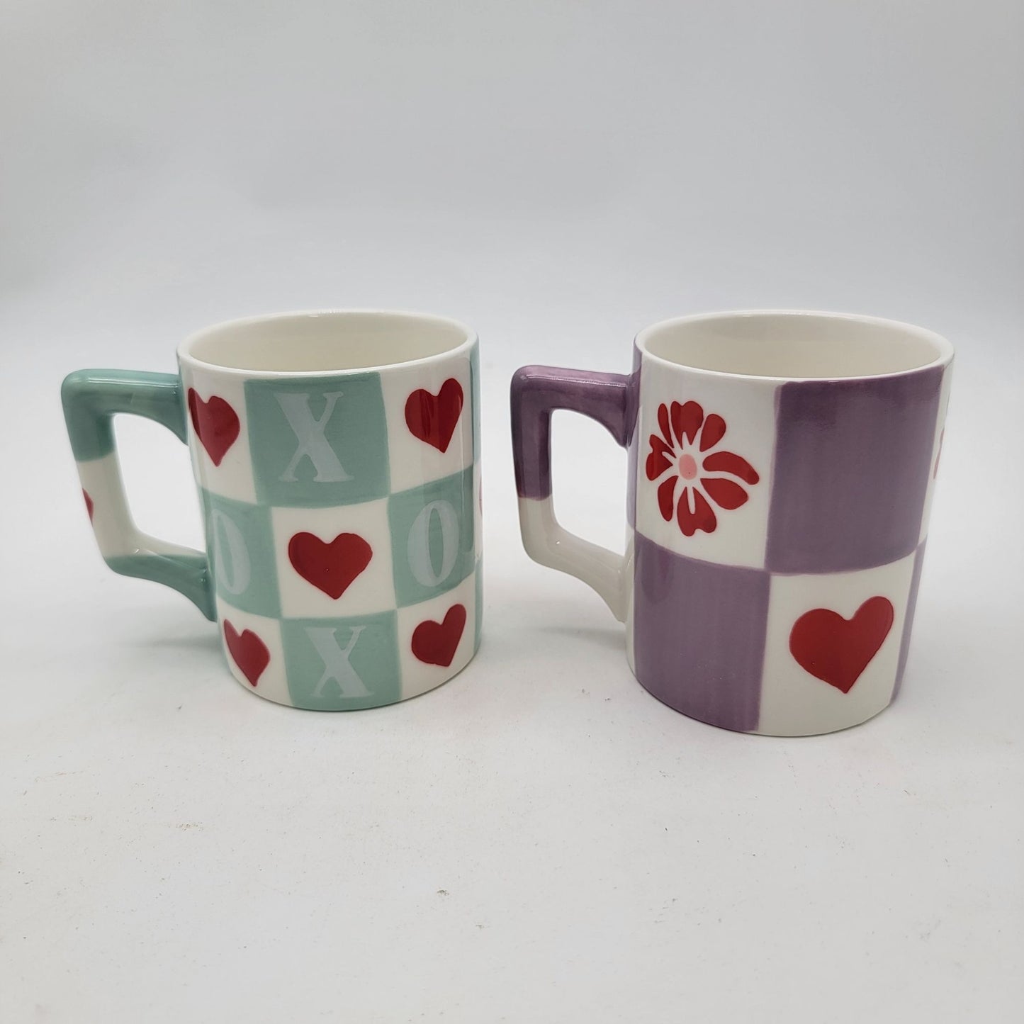 Set of 2 Vaisselle for Anthropologie Heart & Flower Mugs