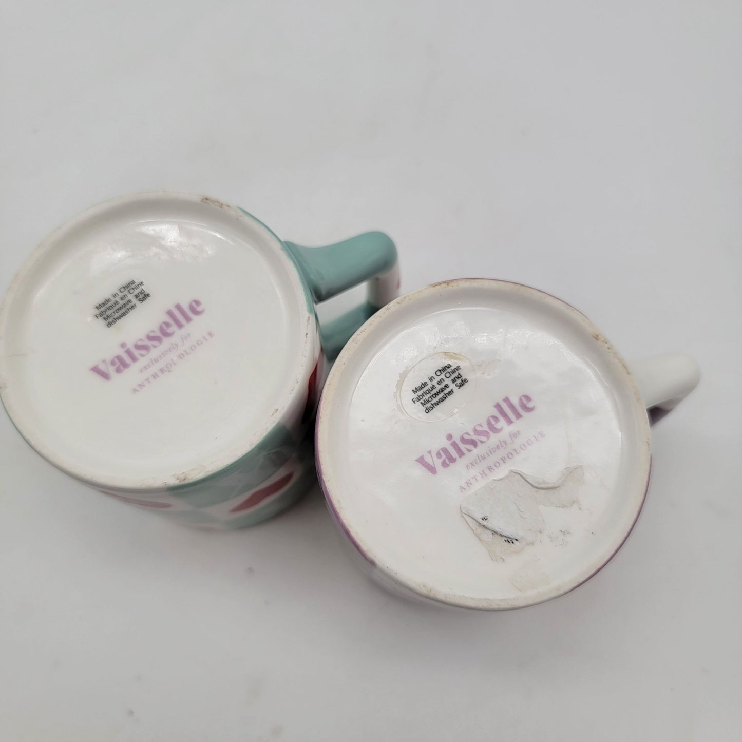 Set of 2 Vaisselle for Anthropologie Heart & Flower Mugs