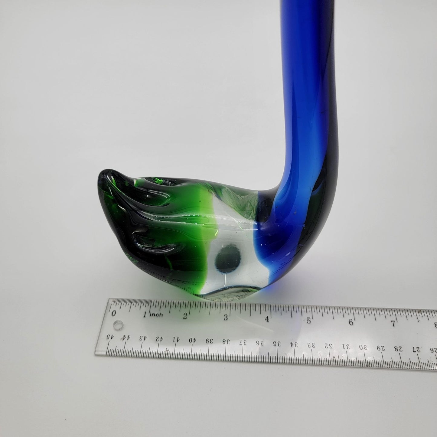 Vintage Handblown Art Glass Swan Sculpture Blue & Green