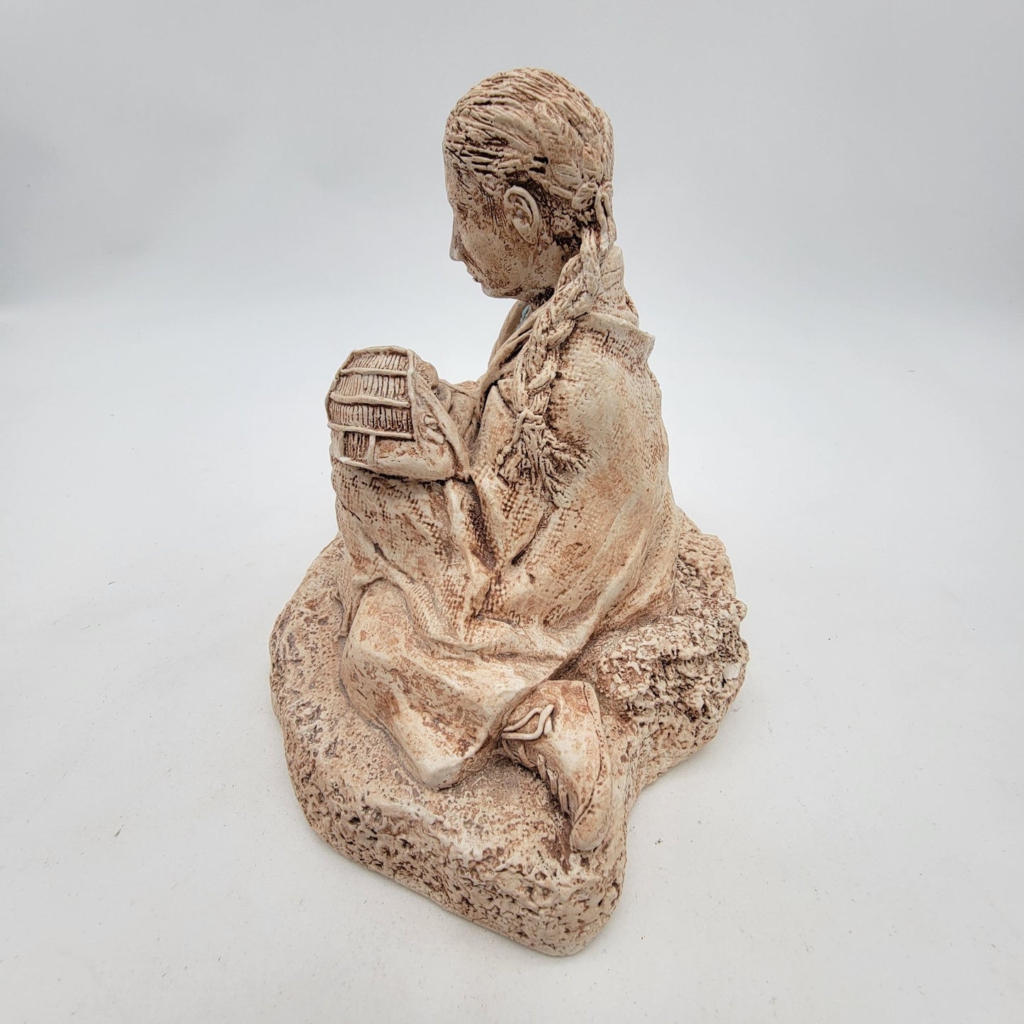 Navajo Elder With Child Sculpture By Lynette Carroll