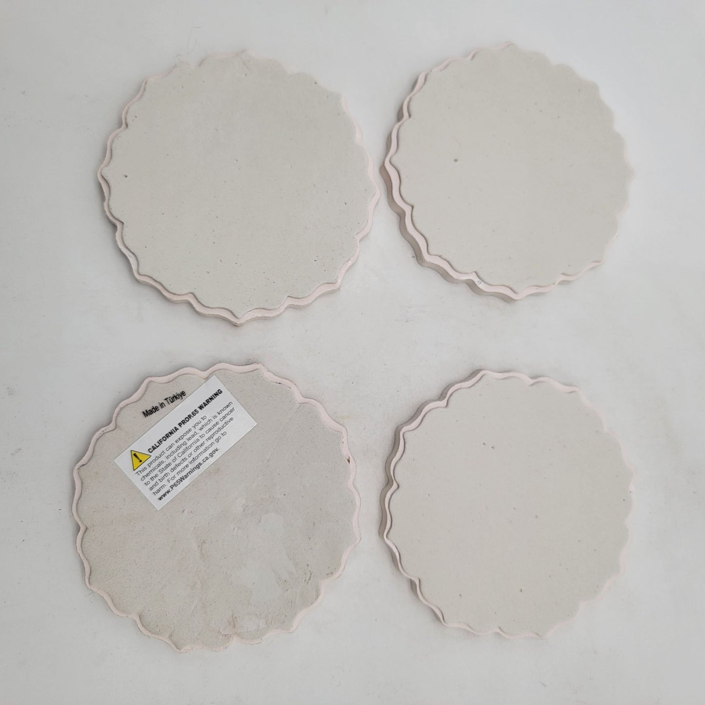 Set Of 4 Handcrafted Coasters Made In Turkey Blue & White Floral