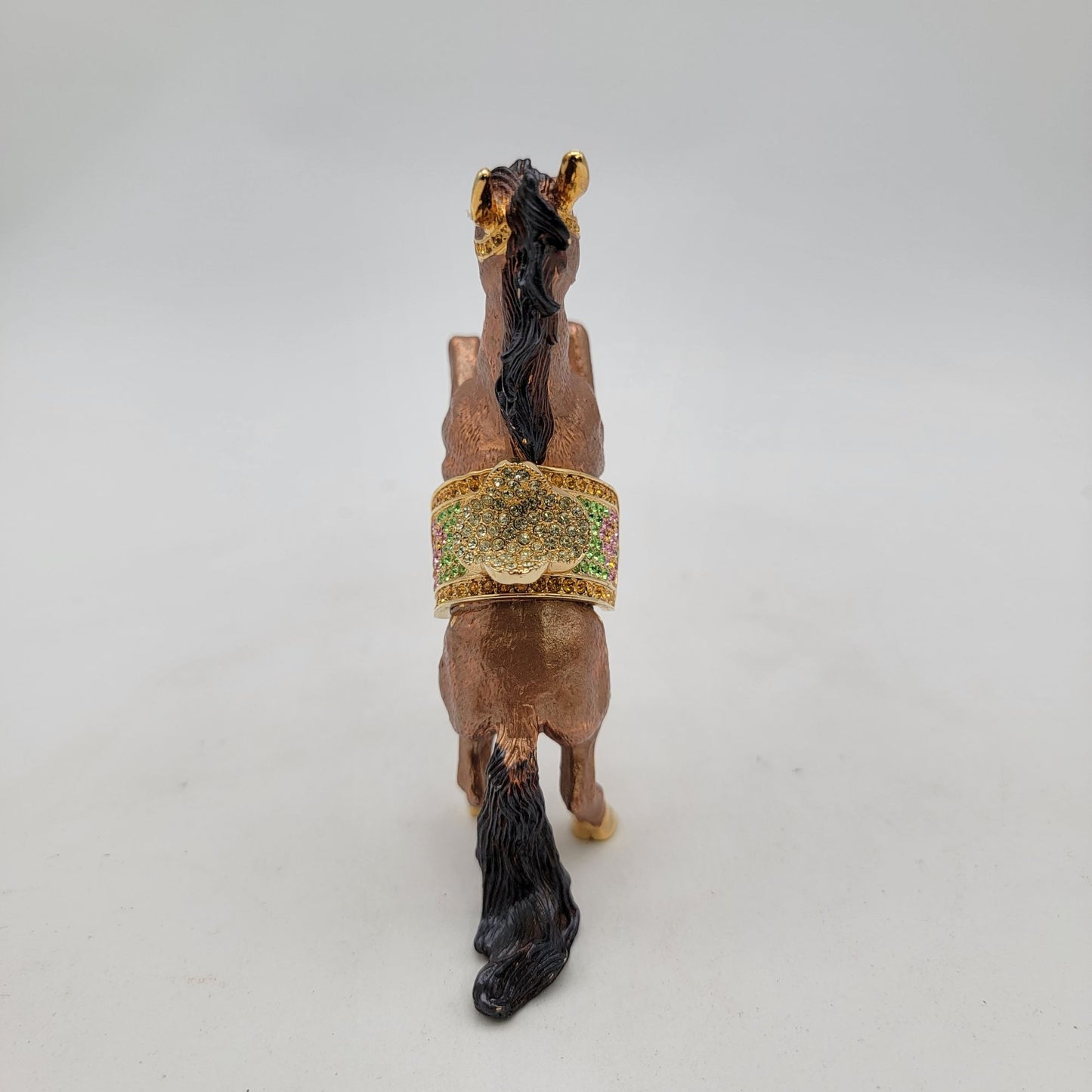 Object d'Art Form Rearing Horse Trinket Box With Enamel & Rhinestones