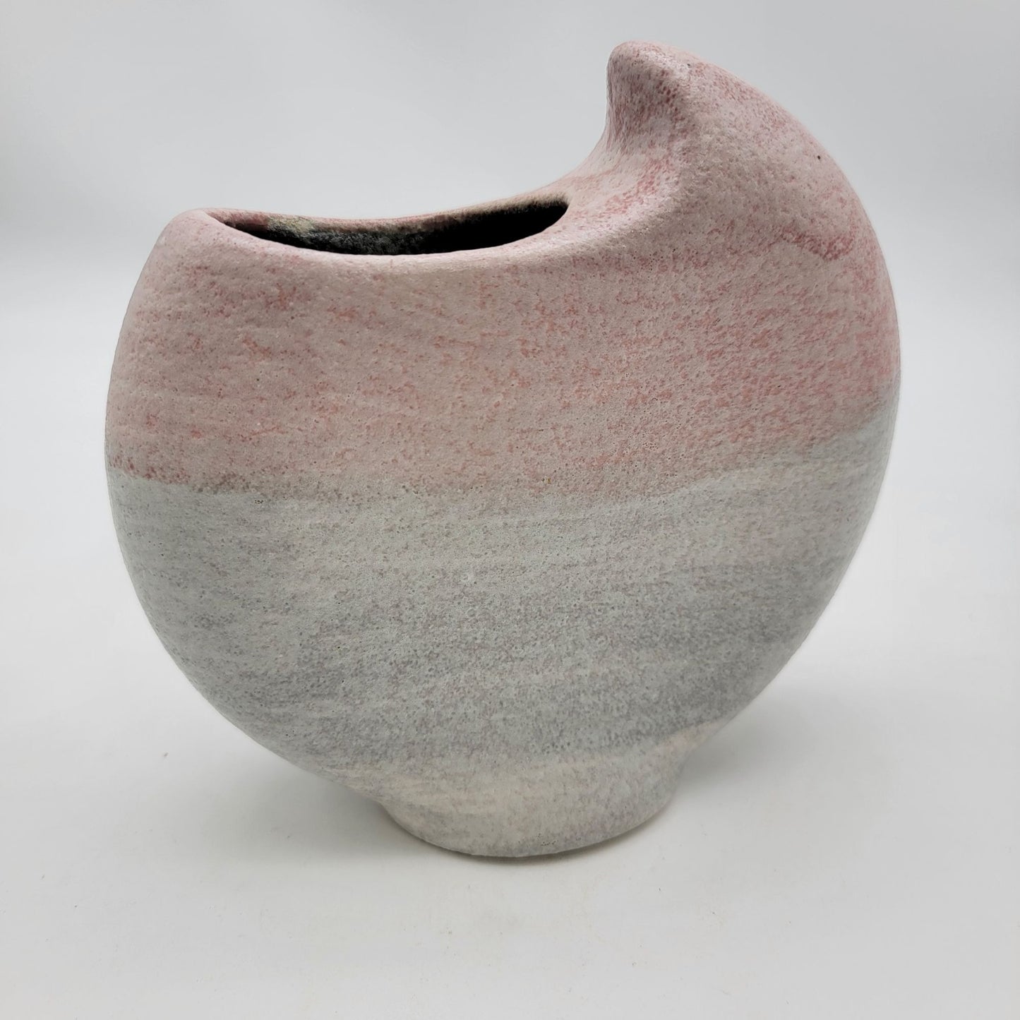 Vintage 1990's Pottery Swirl Vase Gray & Pink