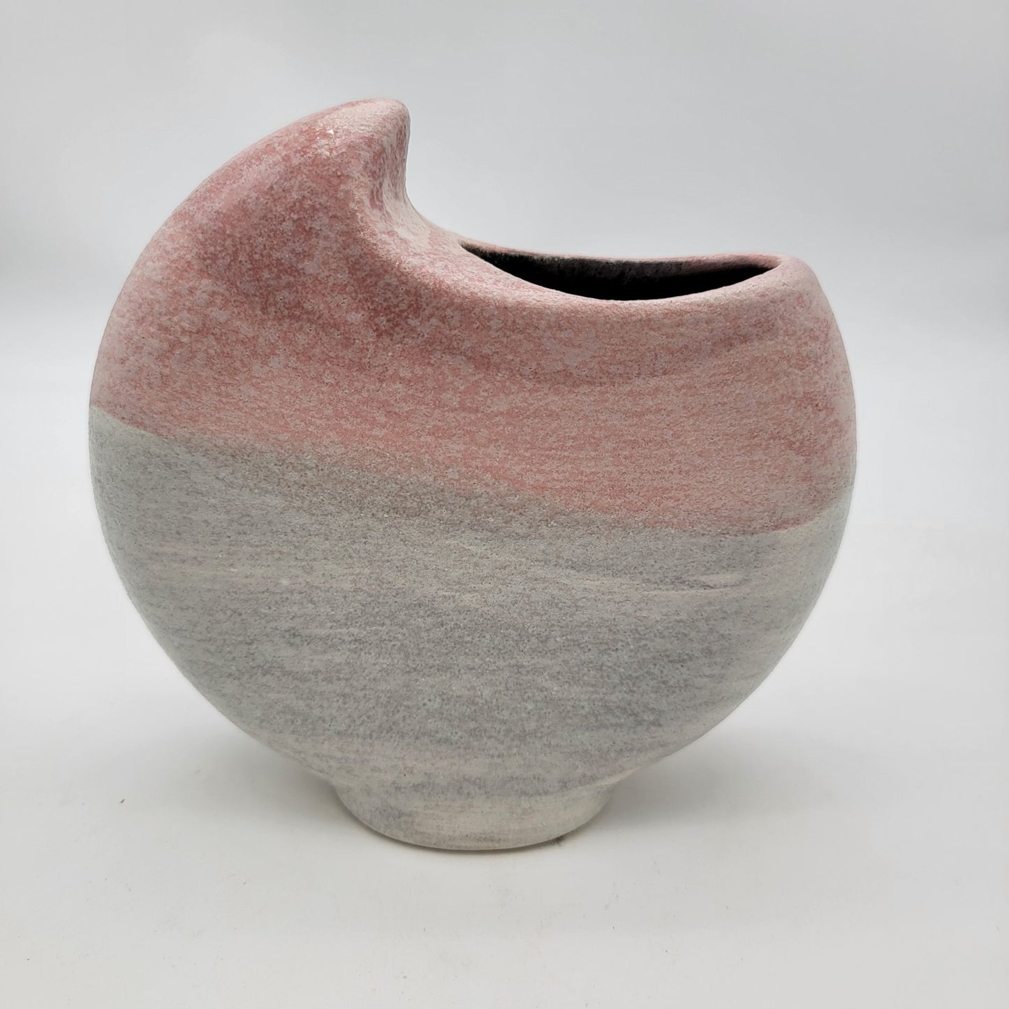 Vintage 1990's Pottery Swirl Vase Gray & Pink