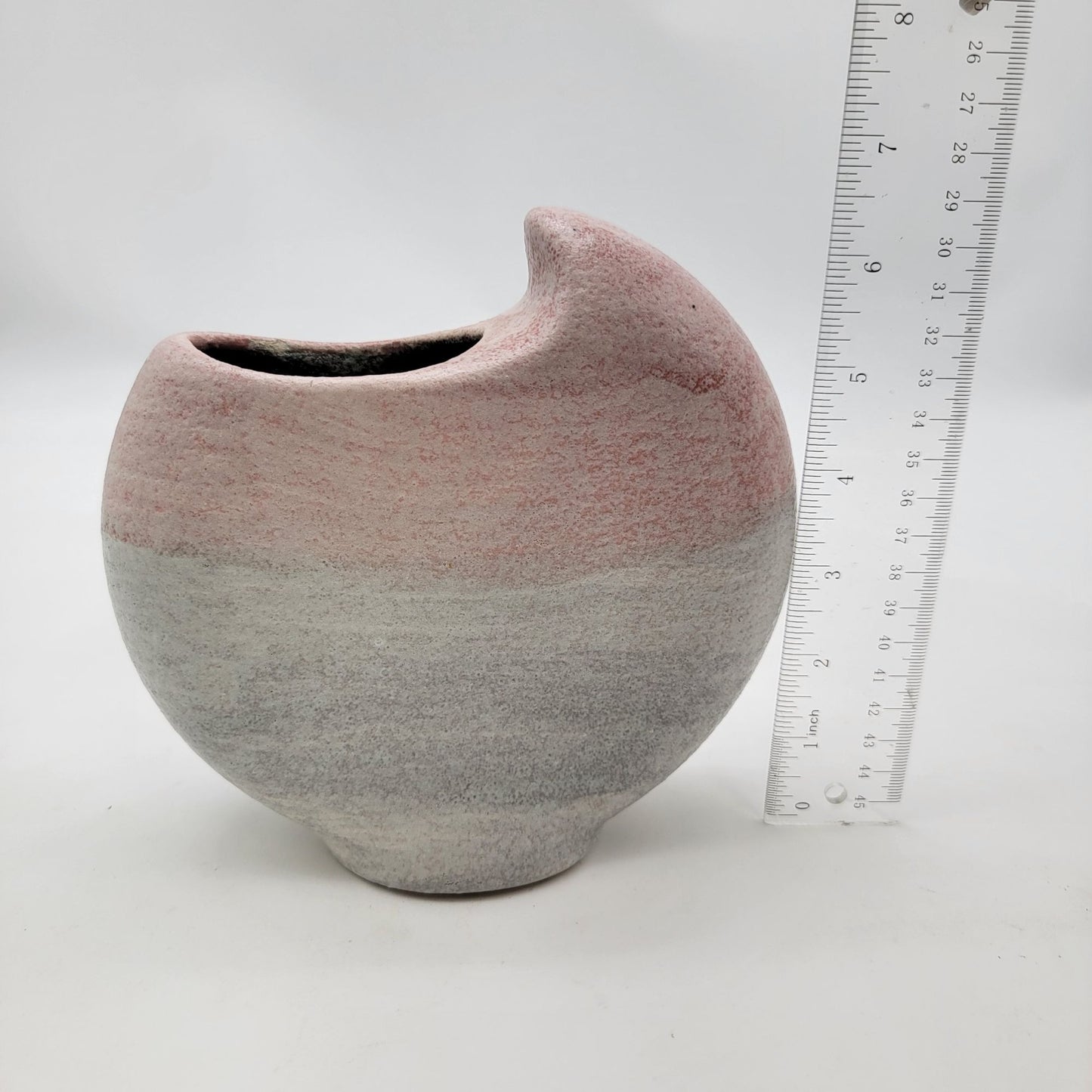 Vintage 1990's Pottery Swirl Vase Gray & Pink