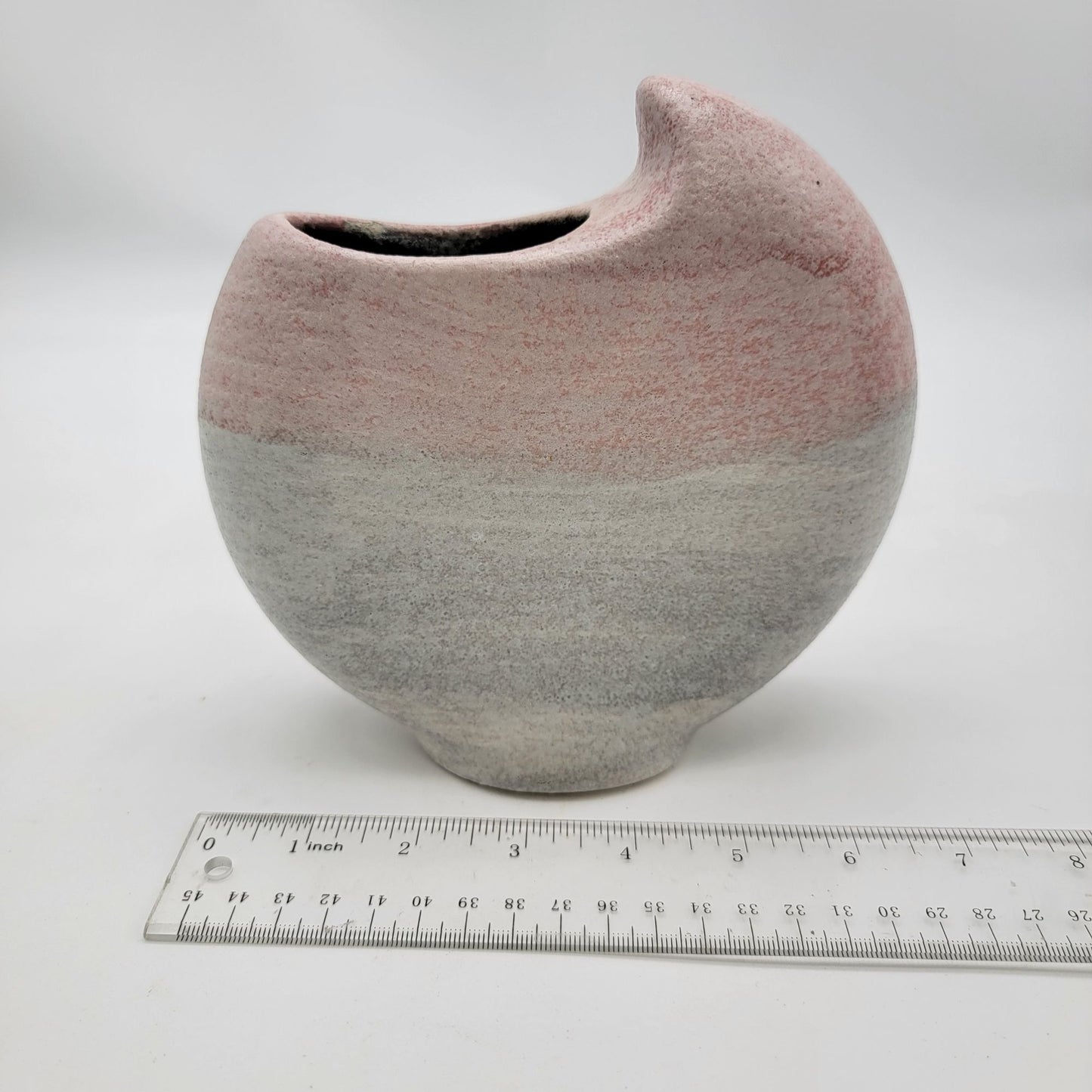 Vintage 1990's Pottery Swirl Vase Gray & Pink
