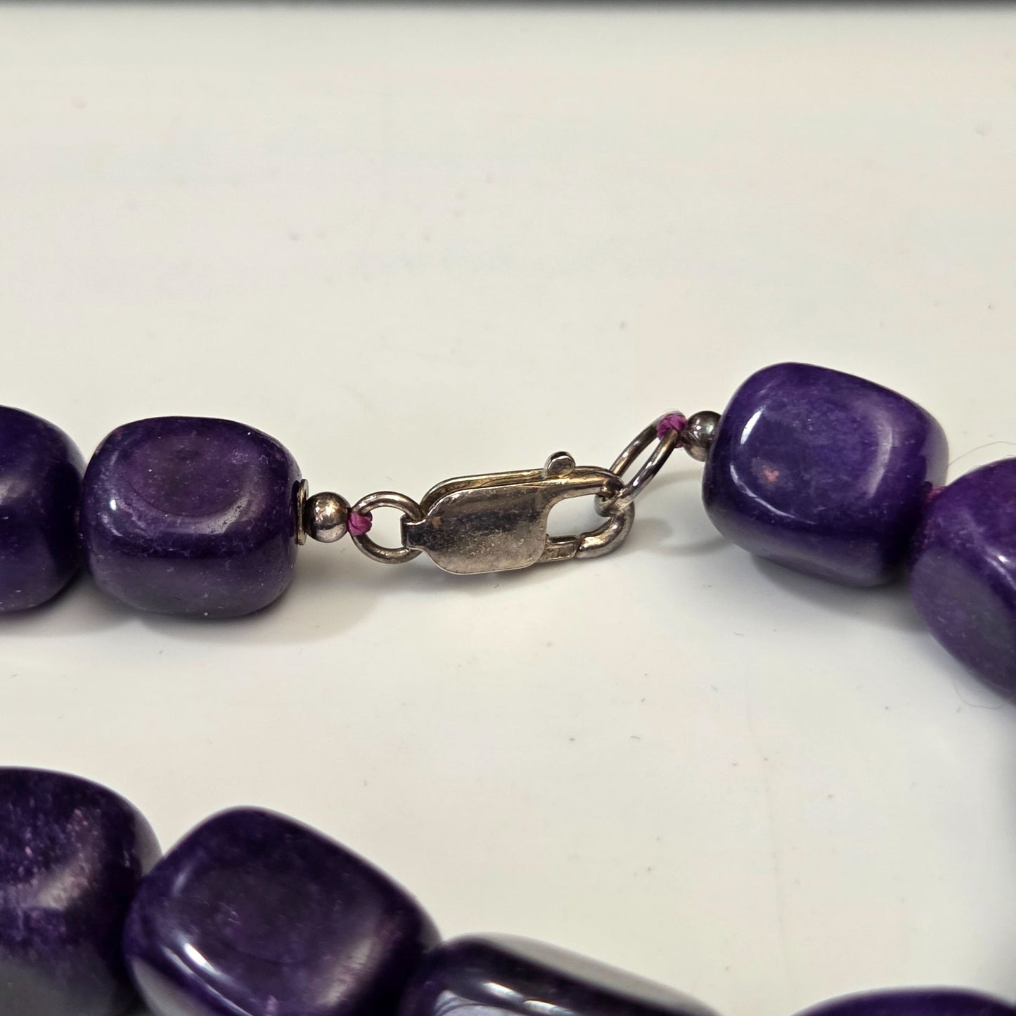 Large Purple Sugilite Gemstone Beaded Necklace 29"