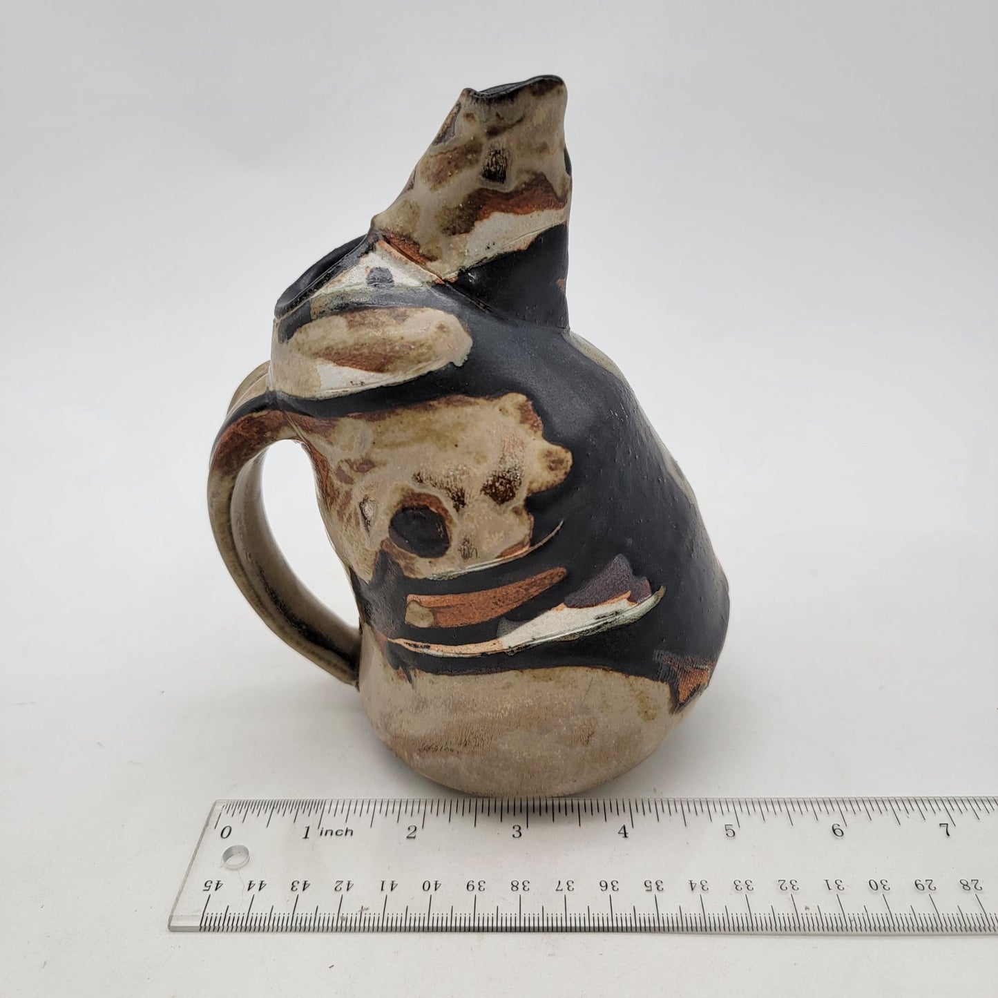 Quirky Abstract Matte Glaze Art Pottery Stoneware Pitcher