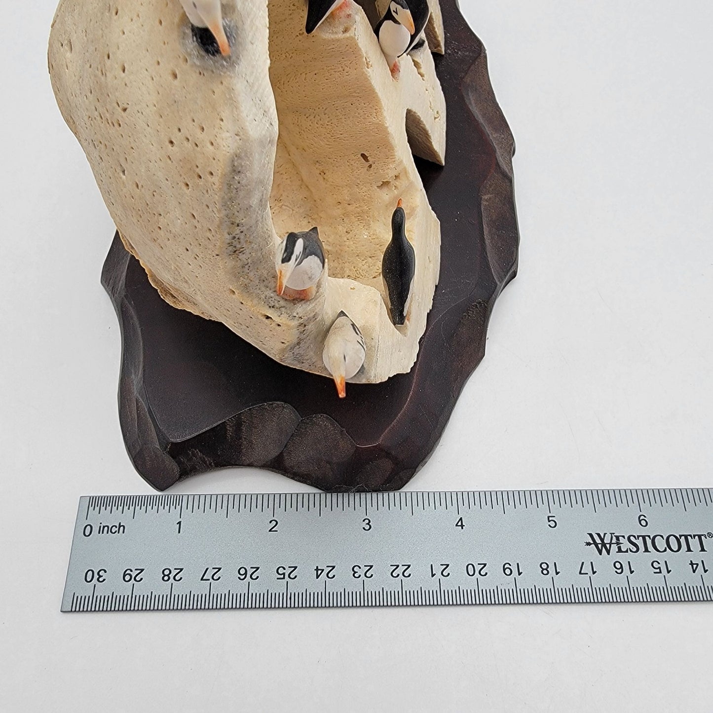 Alaskan Native George Mayac Puffins Seagulls On Bone Sculpture