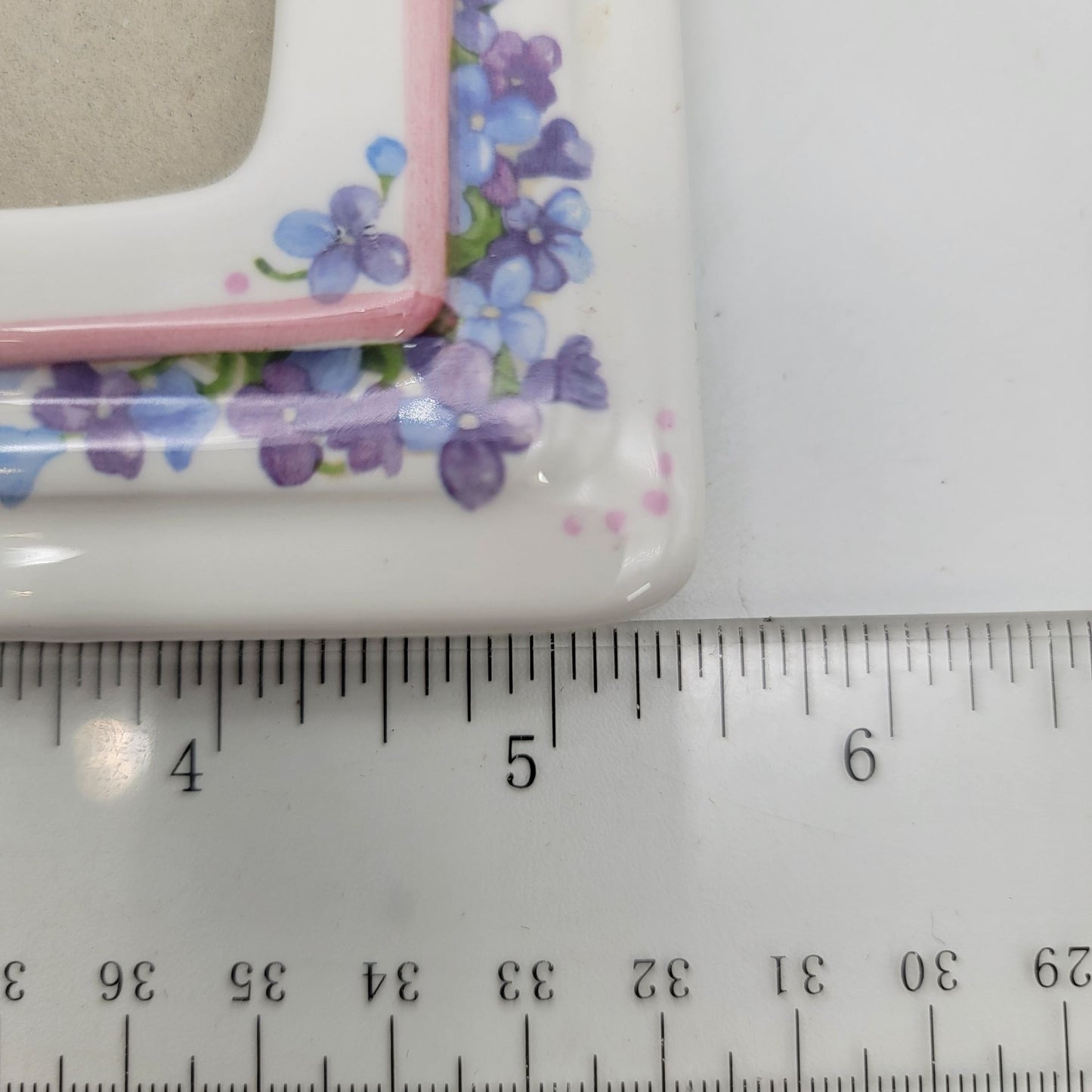 Vintage Porcelain Pansy Flowers Picture Frame