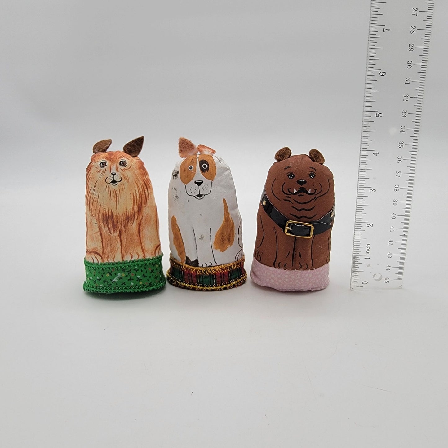 Fabric Dog Figurines Set Of 3
