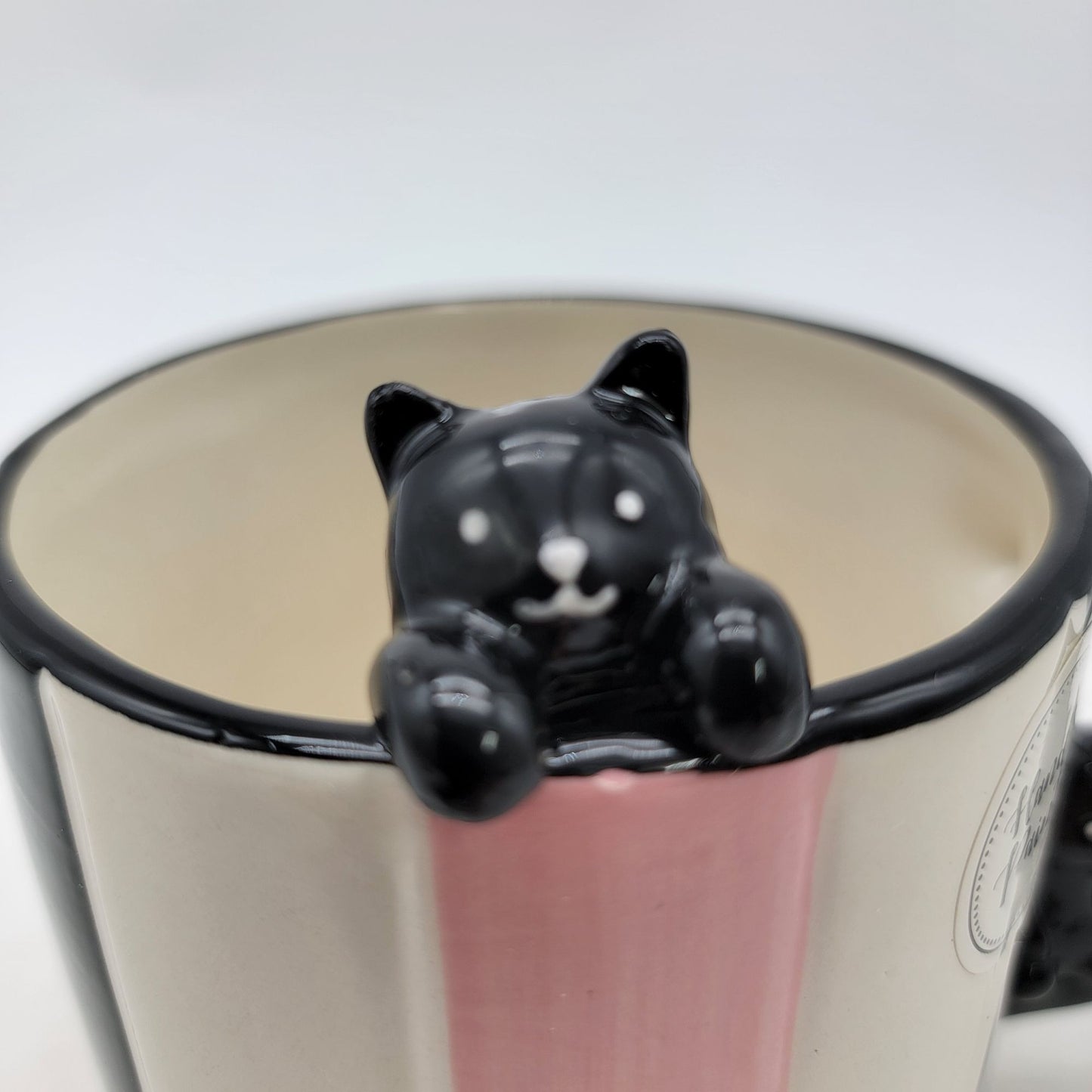 Petal & Pearls Hand Painted Striped Cat Mug