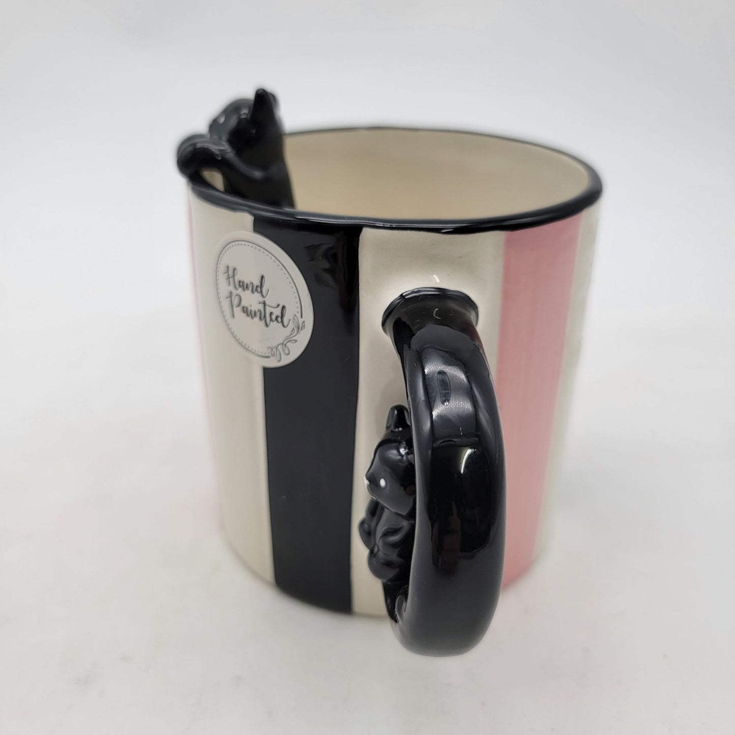 Petal & Pearls Hand Painted Striped Cat Mug