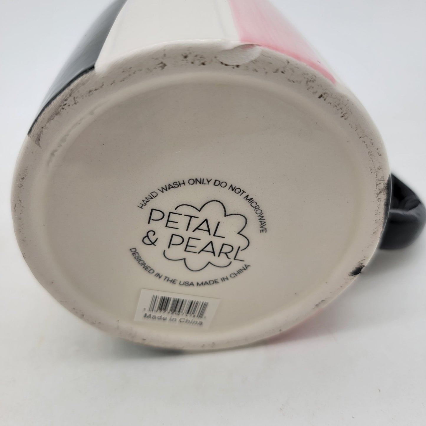 Petal & Pearls Hand Painted Striped Cat Mug