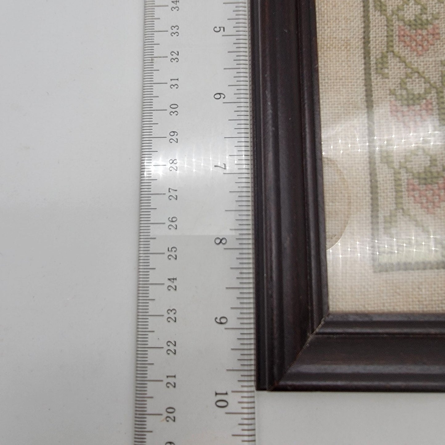 Vintage 1989 Cross Stitch Embroidered Sampler In Wood Frame Signed