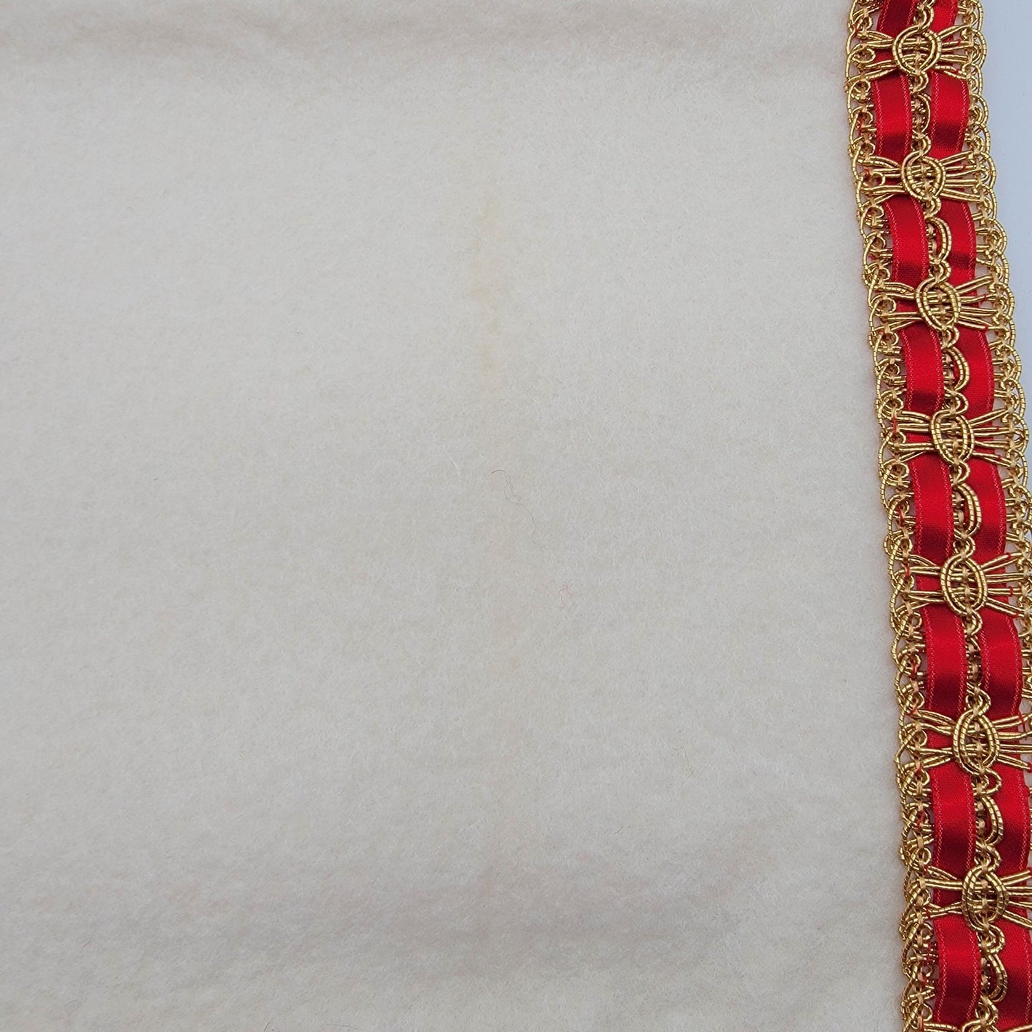 Vintage Handcrafted Felt Christmas Table Runner Red & Gold Trim