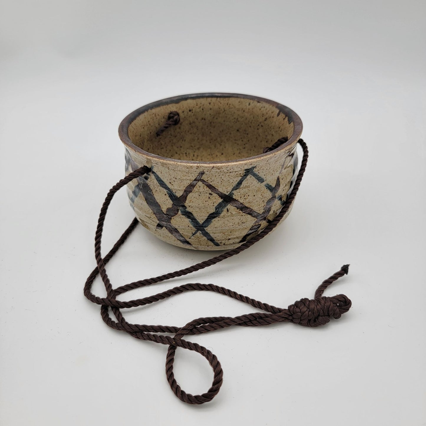 Vintage Japanese Stoneware Hanging Planter