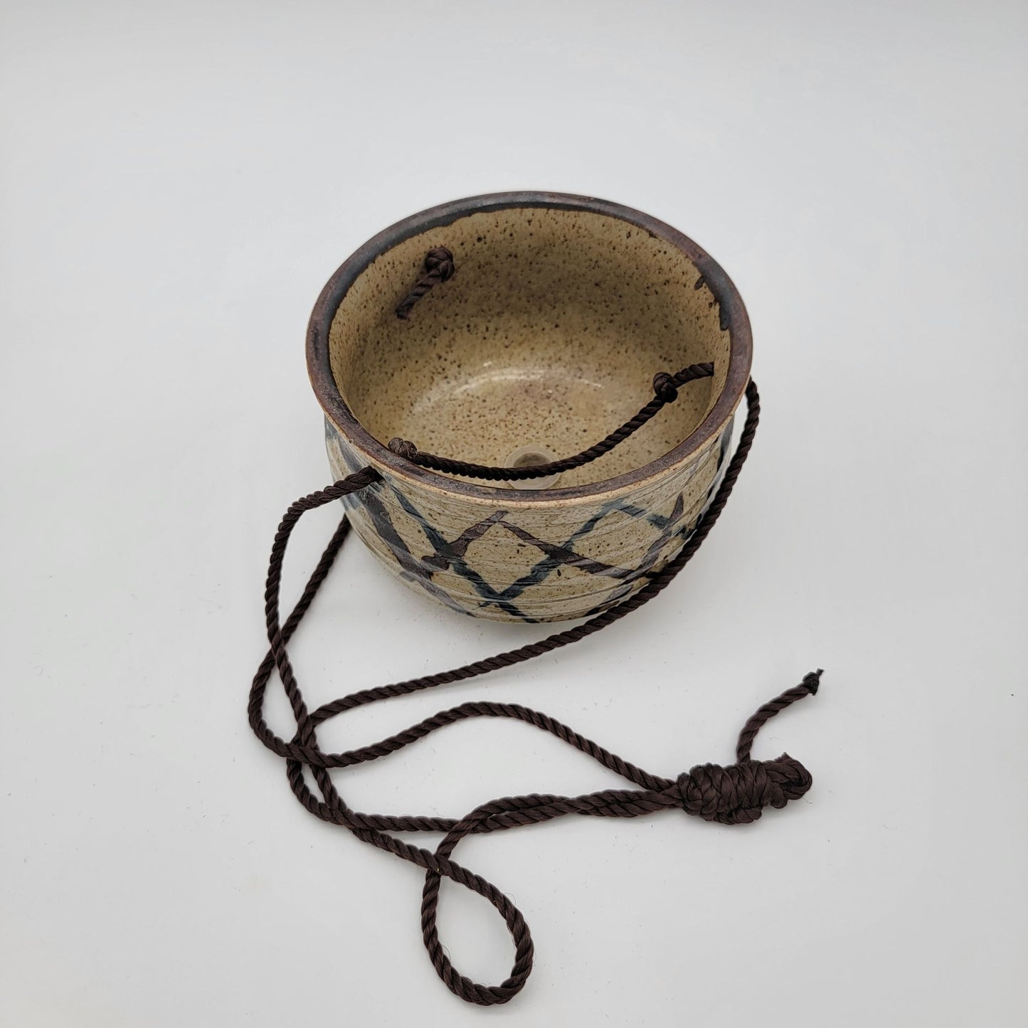Vintage Japanese Stoneware Hanging Planter