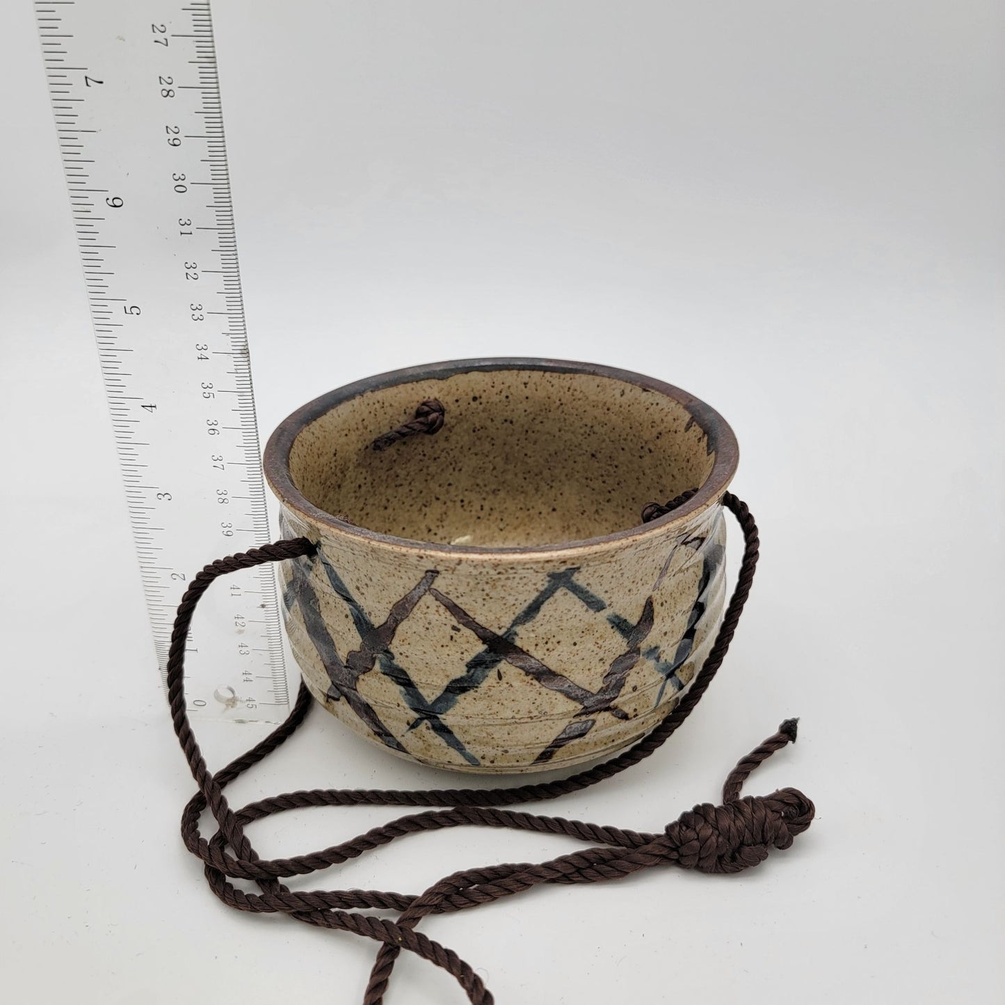 Vintage Japanese Stoneware Hanging Planter