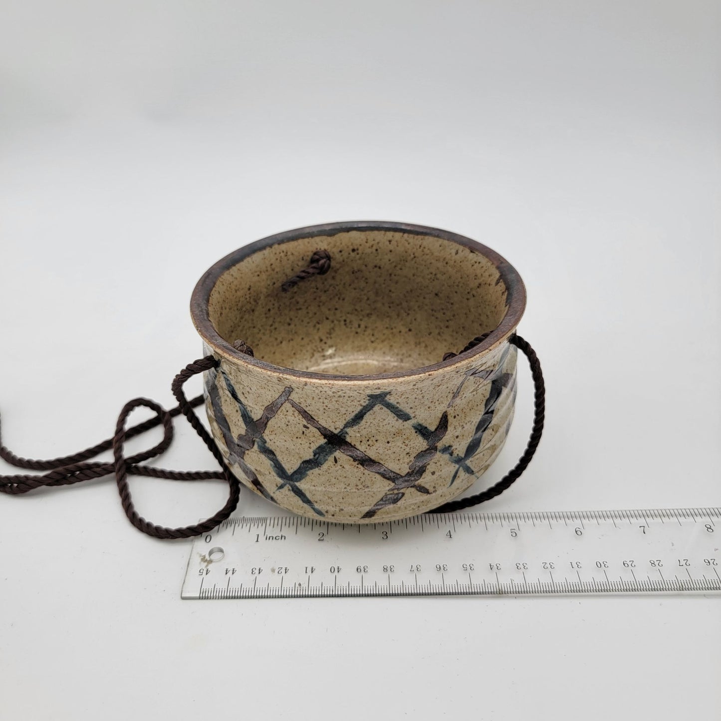 Vintage Japanese Stoneware Hanging Planter