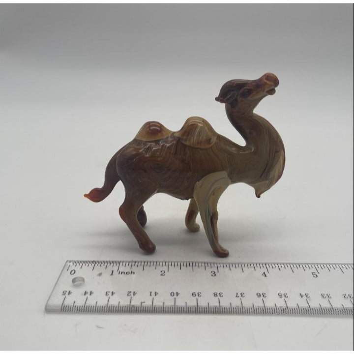 Vintage Carved Banded Onyx Marble Camel Figurine