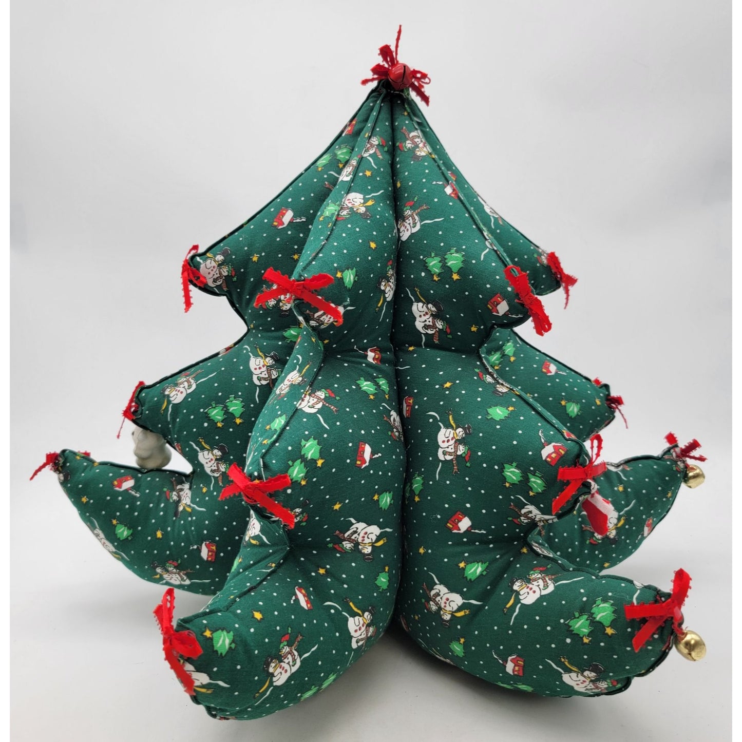 Handcrafted Vintage 1980s 3D Quilted Fabric Christmas Tree