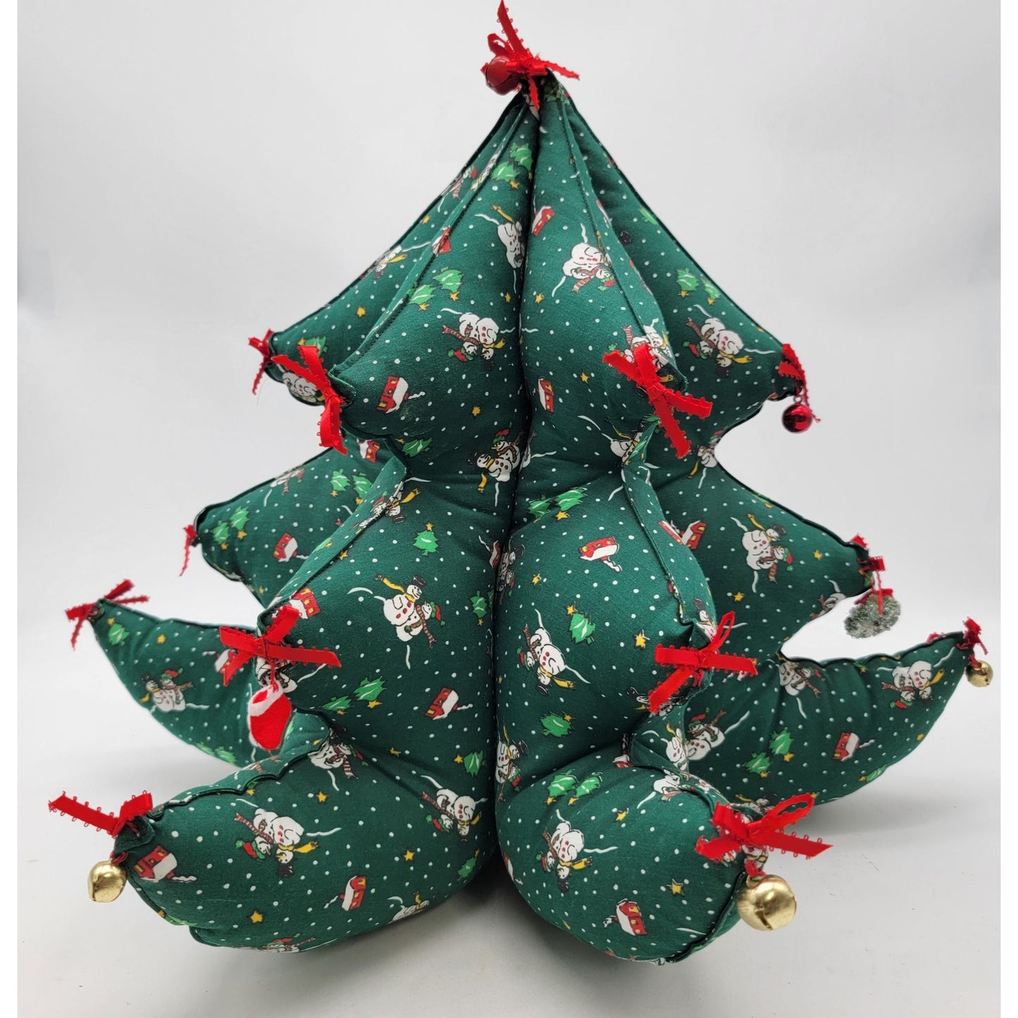 Handcrafted Vintage 1980s 3D Quilted Fabric Christmas Tree