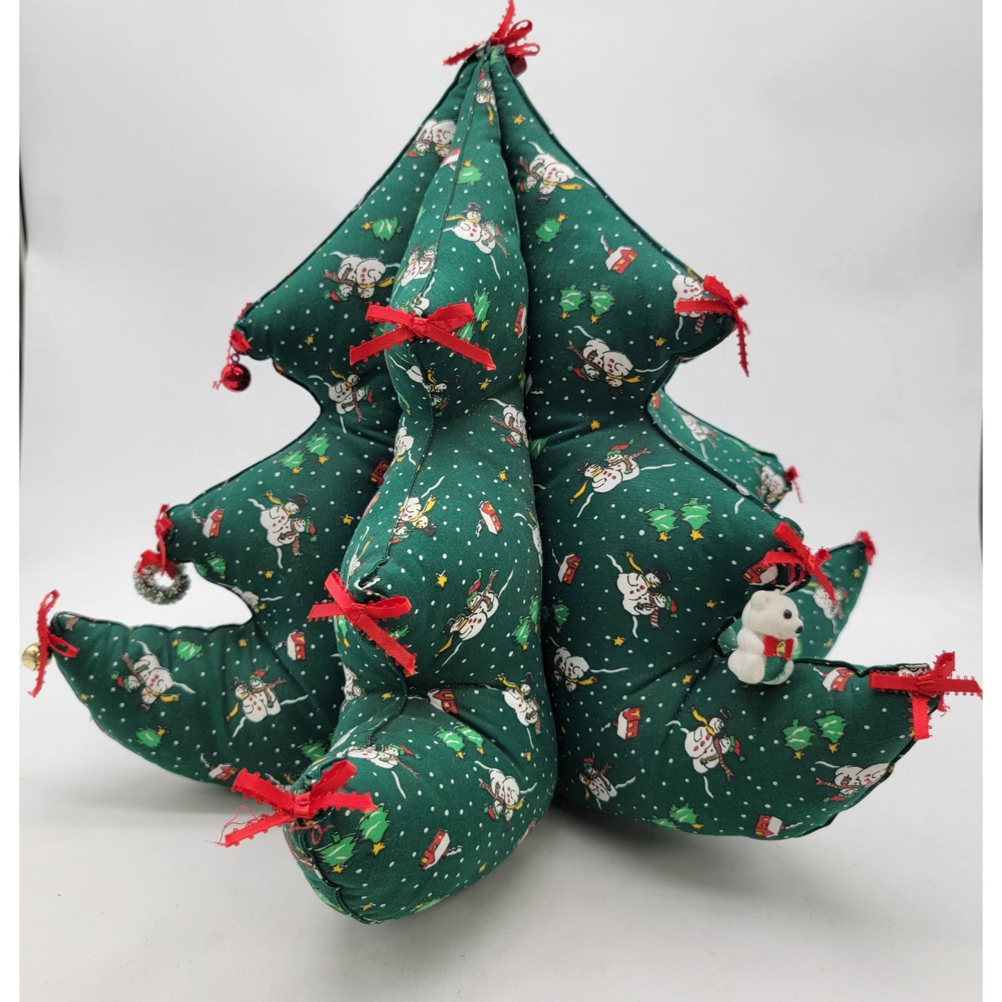 Handcrafted Vintage 1980s 3D Quilted Fabric Christmas Tree