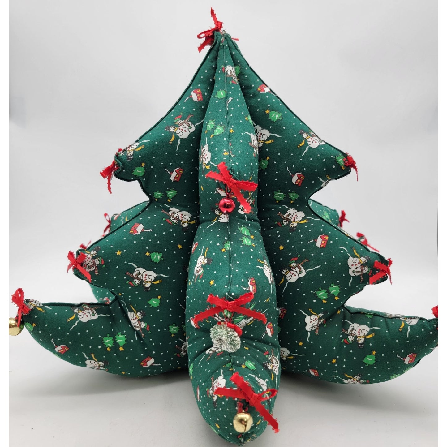 Handcrafted Vintage 1980s 3D Quilted Fabric Christmas Tree