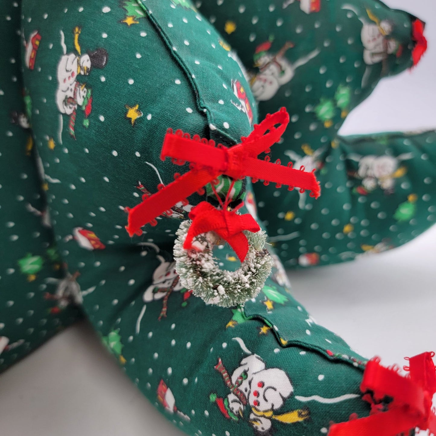 Handcrafted Vintage 1980s 3D Quilted Fabric Christmas Tree