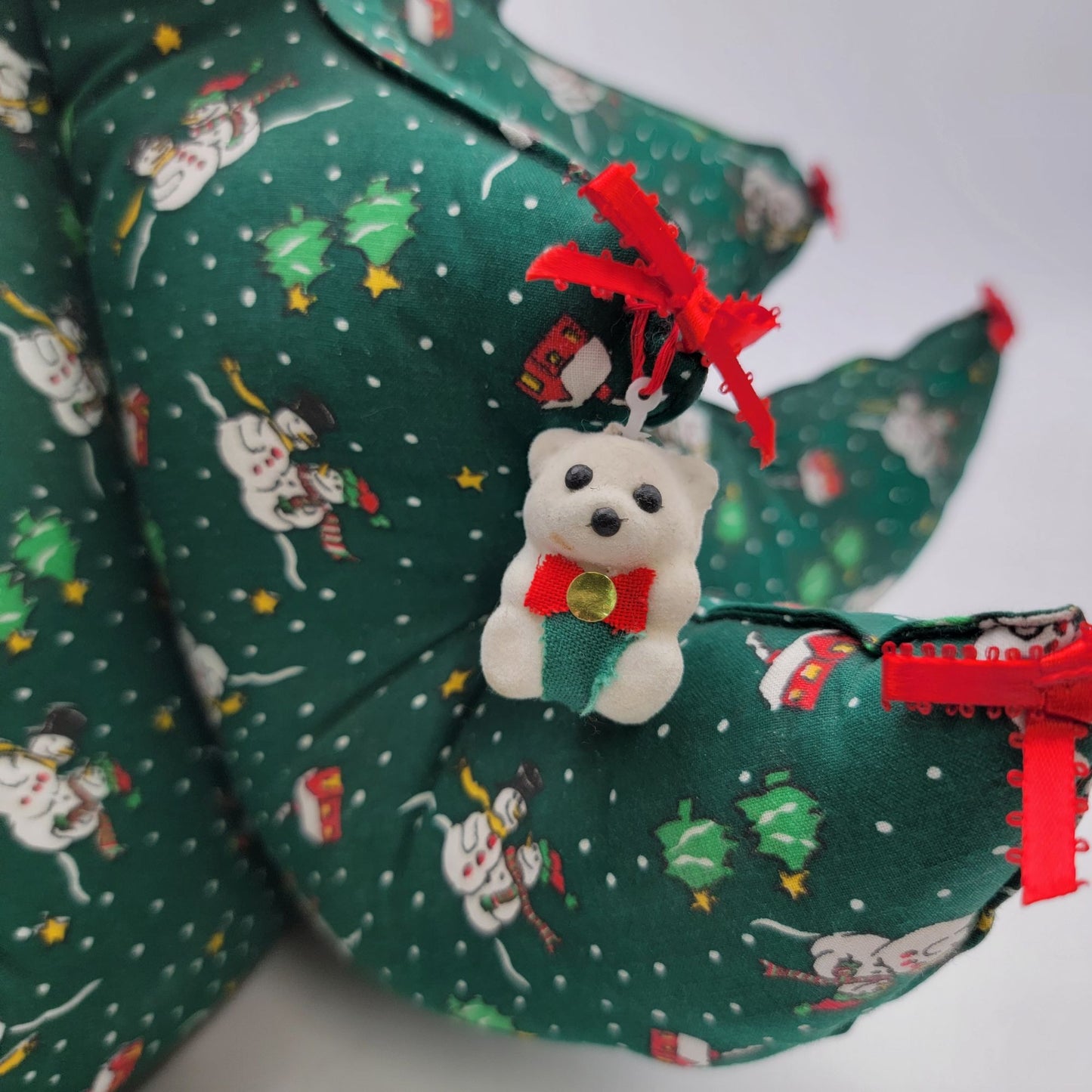 Handcrafted Vintage 1980s 3D Quilted Fabric Christmas Tree
