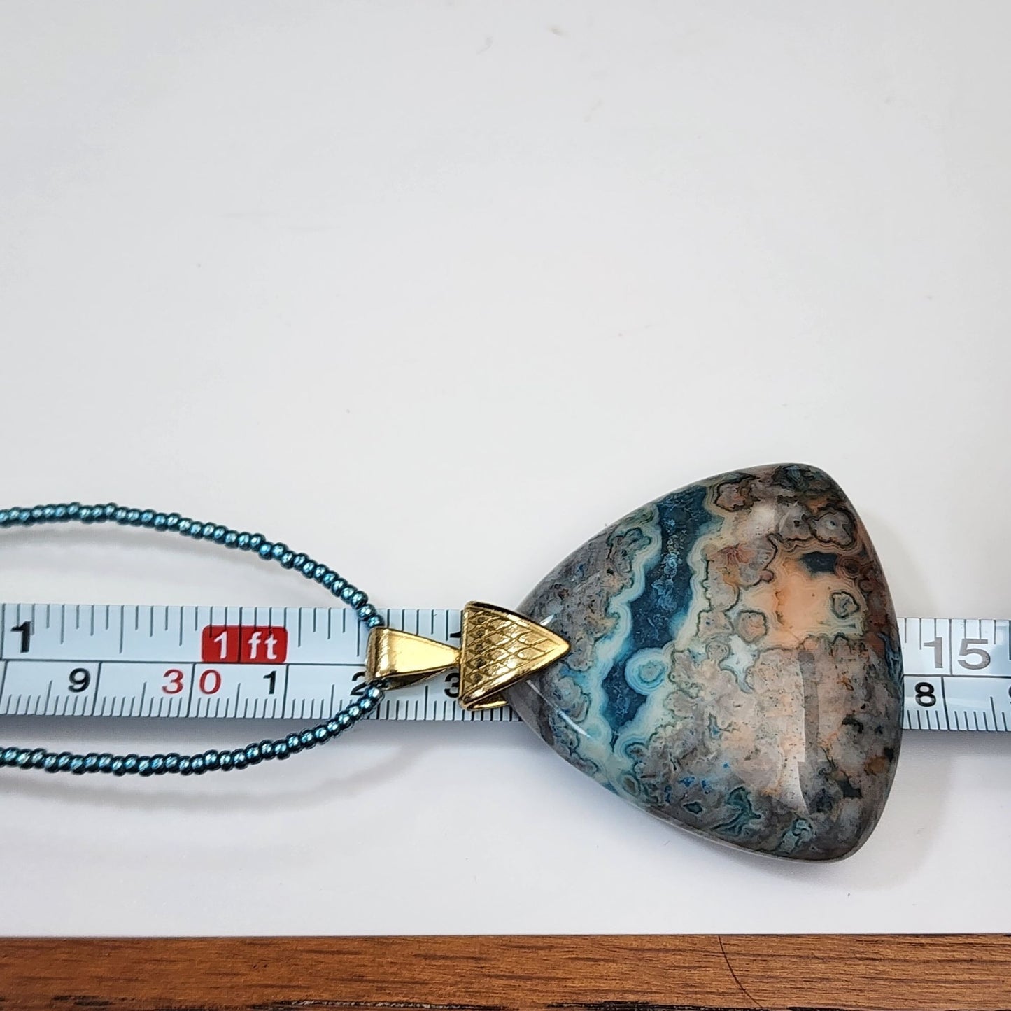 Stunning Artisan Ocean Jasper Cabochon Pendant Necklace