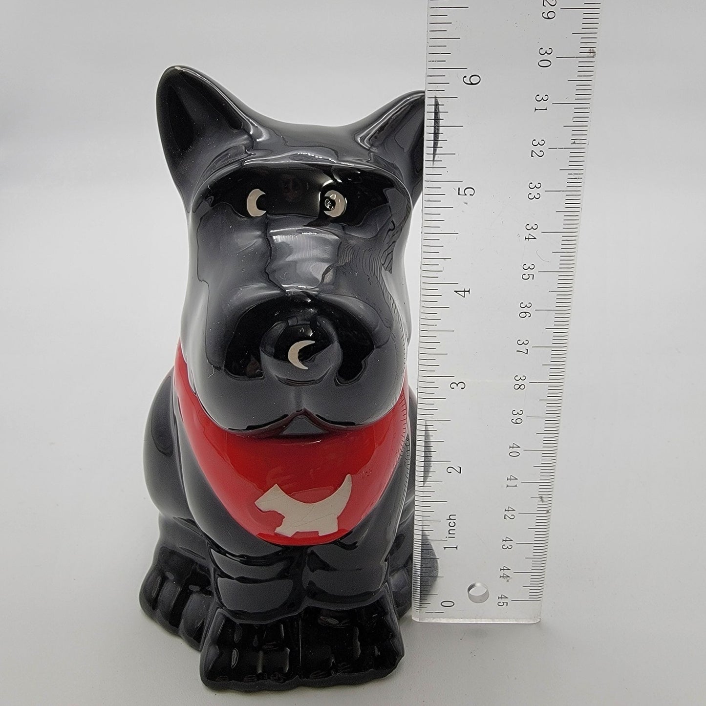 Scotty Dog Treat Jar With Red Collar & Removable Lid