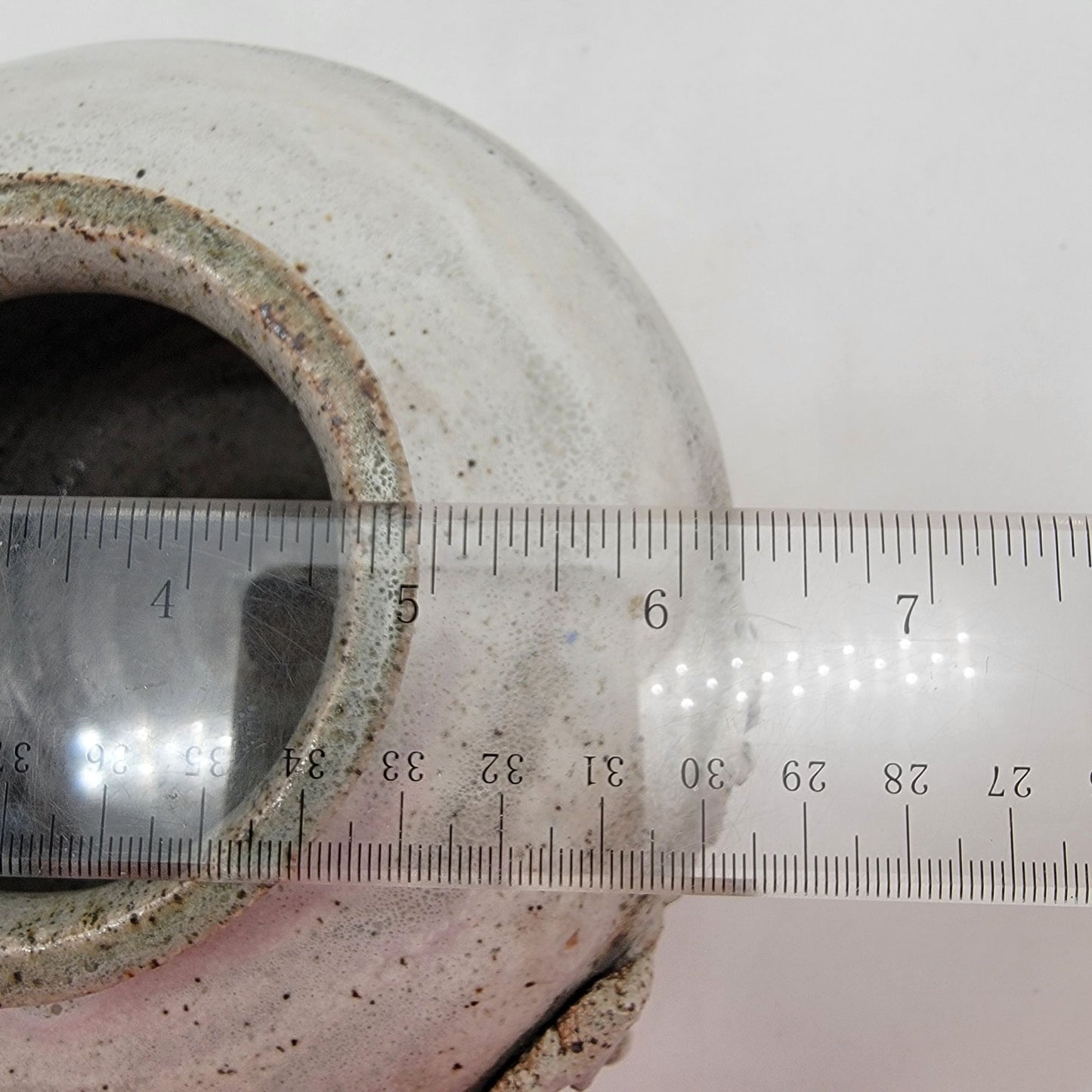 Vintage Signed Glen Quan Art Pottery Vase With Brutalist Flowers