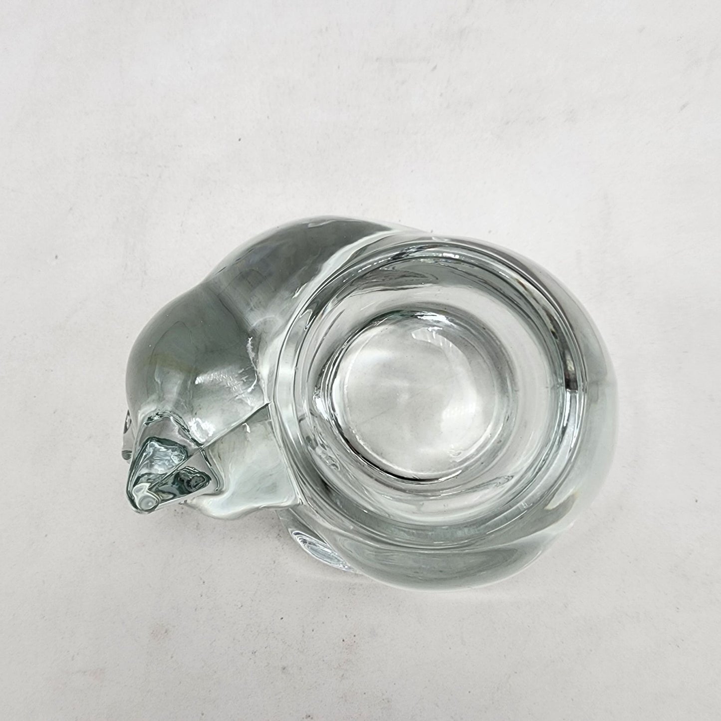 Vintage Indiana Clear Glass Sleeping Cat Votive Holder