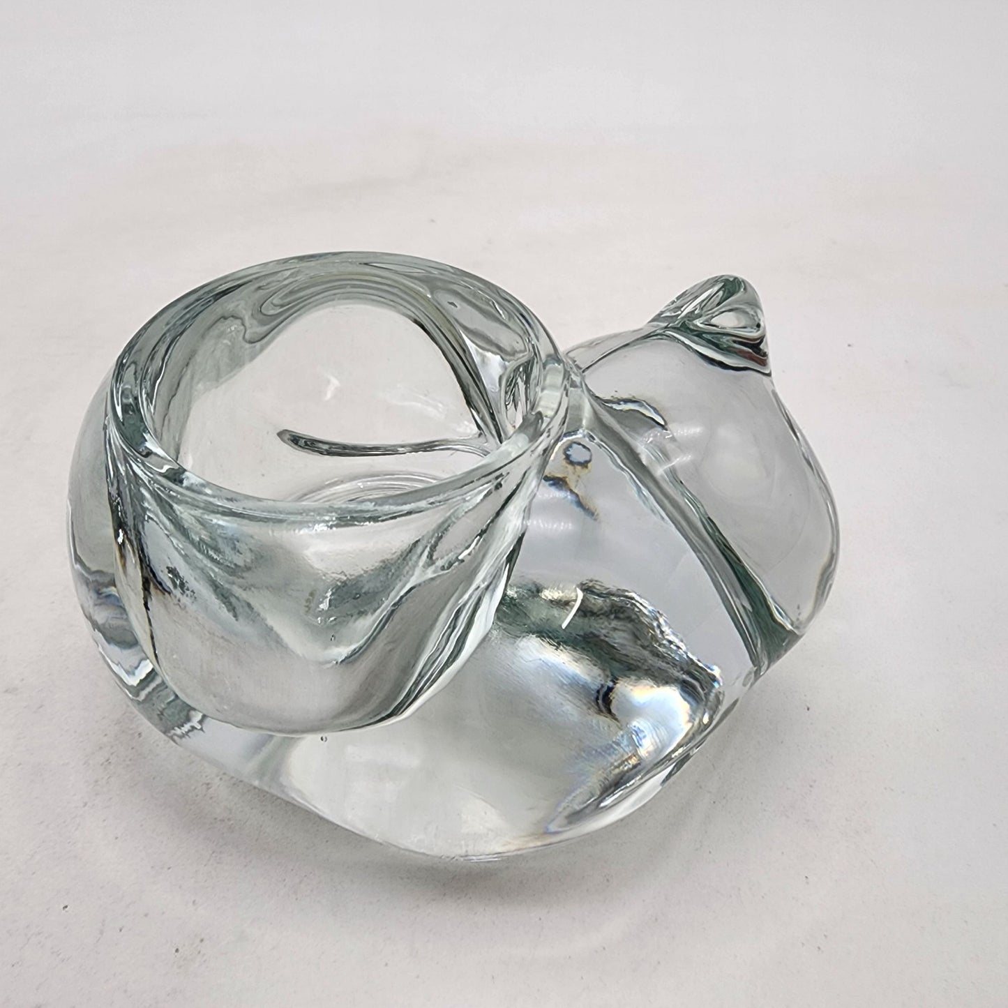 Vintage Indiana Clear Glass Sleeping Cat Votive Holder