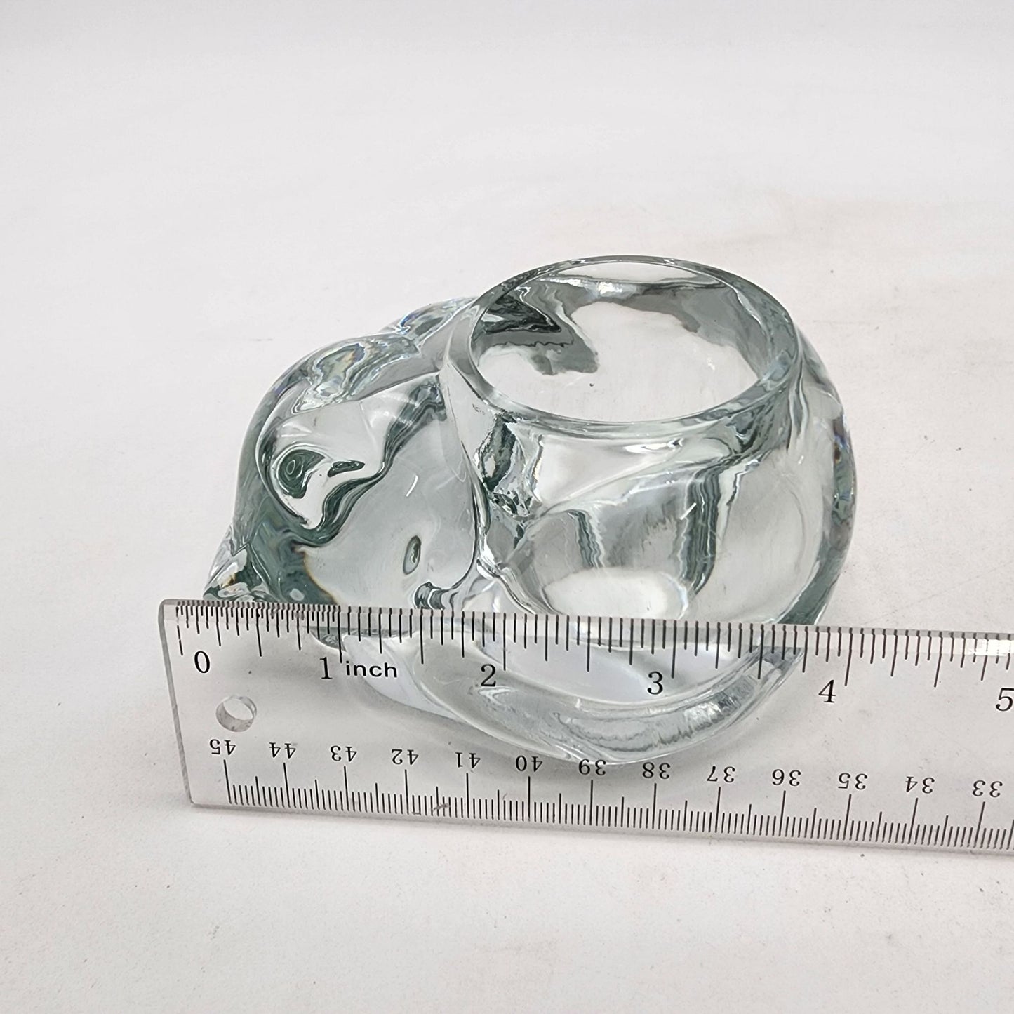Vintage Indiana Clear Glass Sleeping Cat Votive Holder